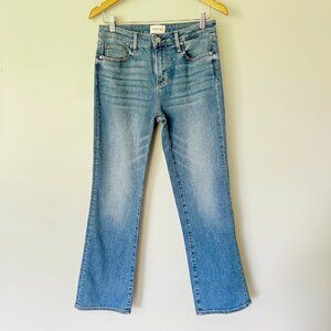 Driftwood Jeans Size 28 Kelly Flare Medium Blue Whiskered Mid Rise Stretch Denim